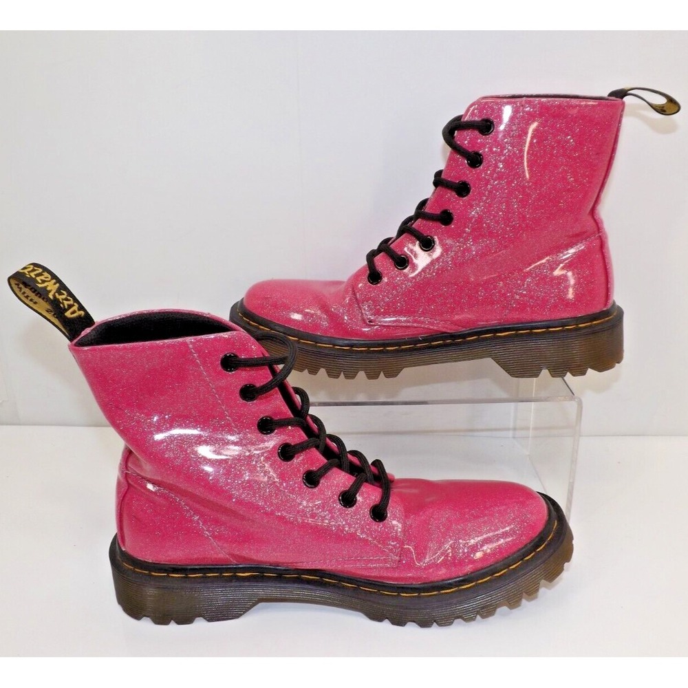 Dr Martens Luana Patent Leather Hot Glitter Pink boots - Womens size 7 - Picture 3 of 16